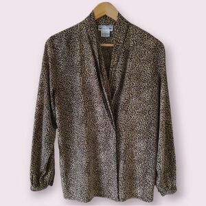 Vintage PRINCIPLES COLLECTION Animal Print Top Sz 10 Surplice Blouse Leopard